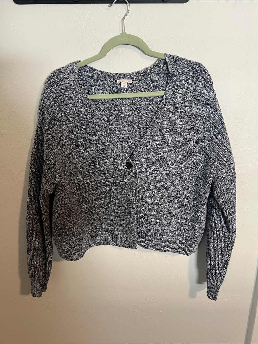 GAP Charcoal Blue Marled V-Neck Single-Button Cardigan